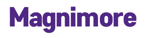 Purple 'Magnimore' logo on a white background