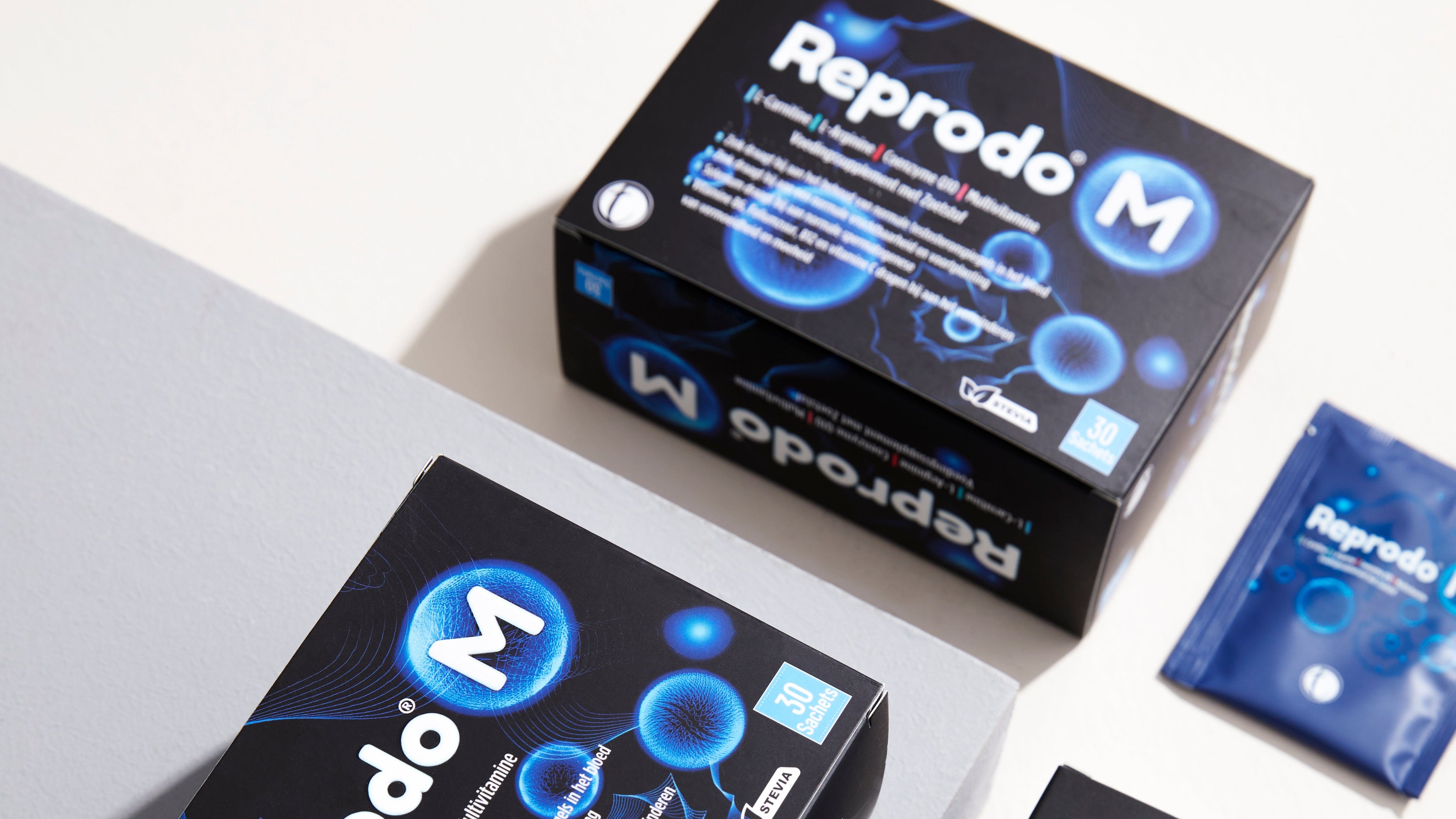 Reprodo M packaging on a light gray background